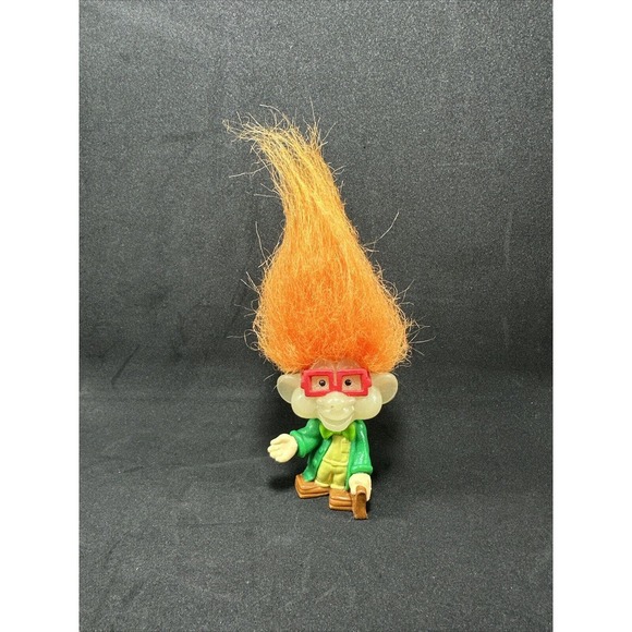Glow in the Dark Troll I/Q Orange Hair Green Coat Burger King Troll 1993 VTG Toy - Picture 2 of 7